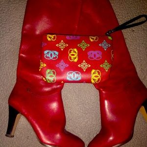 Vintage Etienne Aigner riding boots and wallet or wristlet